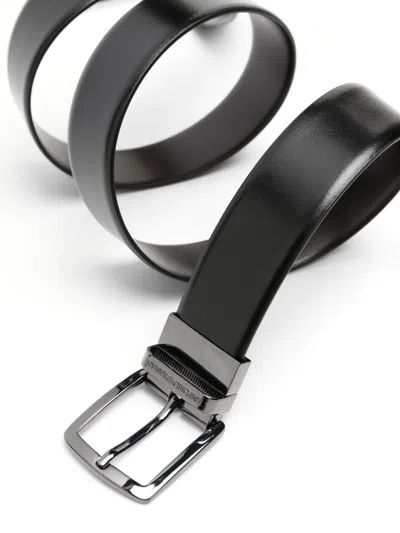 Emporio Armani Leather Belt With Adjustable Fit And Smooth Finish In Black