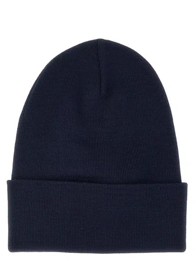 Moncler Grenoble Logo Patch Knitted Beanie In Blue