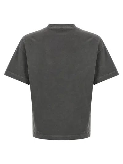 Palm Angels Grey Logo Print T-shirt In Gray