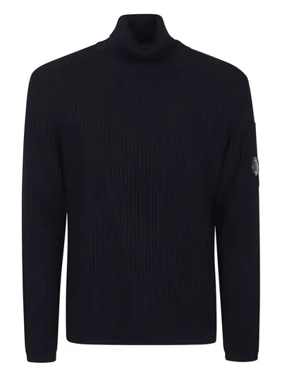 C.p. Company Knitwear Turtle Neck In Re-wool In Blue