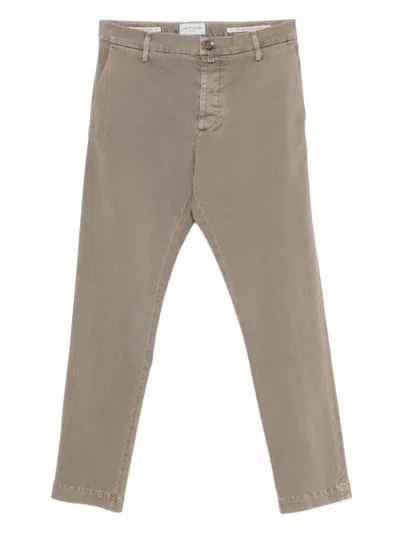 Jacob Cohen Button-fly Cotton Trousers In Brown