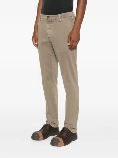 Jacob Cohen Button-fly Cotton Trousers In Brown