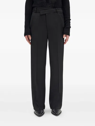 Ann Demeulemeester Wrap-front Wool Pants In Black