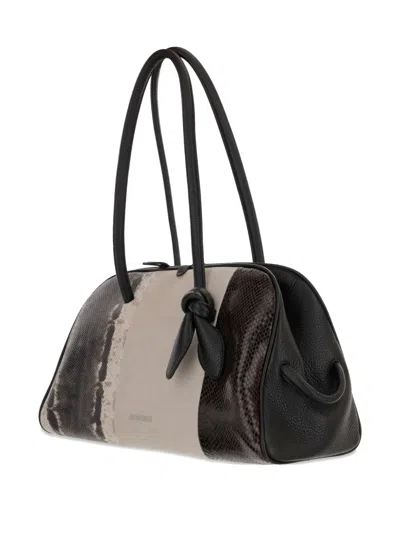 Jacquemus Le Turismo Snakeskin Top Handle Bowling Bag In Brown