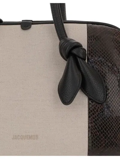 Jacquemus Le Turismo Snakeskin Top Handle Bowling Bag In Brown