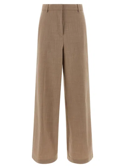 Fabiana Filippi Beige Mlange Wool Pants In Brown
