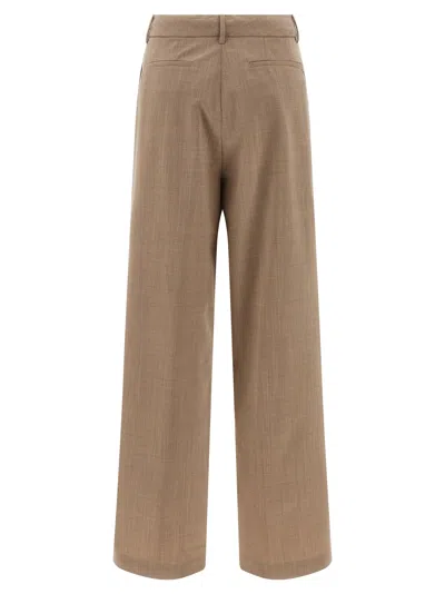 Fabiana Filippi Beige Mlange Wool Pants In Brown