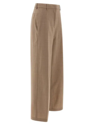 Fabiana Filippi Beige Mlange Wool Pants In Brown