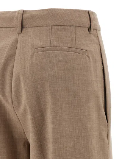 Fabiana Filippi Beige Mlange Wool Pants In Brown