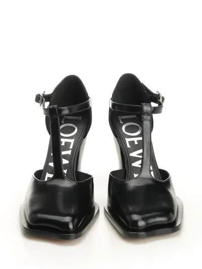 Loewe Leather Onda T-bar Pumps 90 In Black