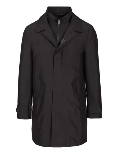 Fay Men Morning Coat In Technical Poplin In Black