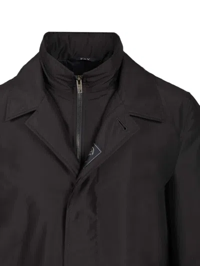 Fay Men Morning Coat In Technical Poplin In Black