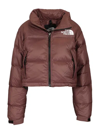 The North Face Nuptse Short Jacket Coats Brown In Burgundy