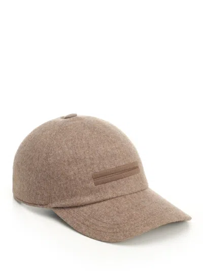 Ermenegildo Zegna Oasi Cashmere Lined Baseball Cap Hats Brown In Brown
