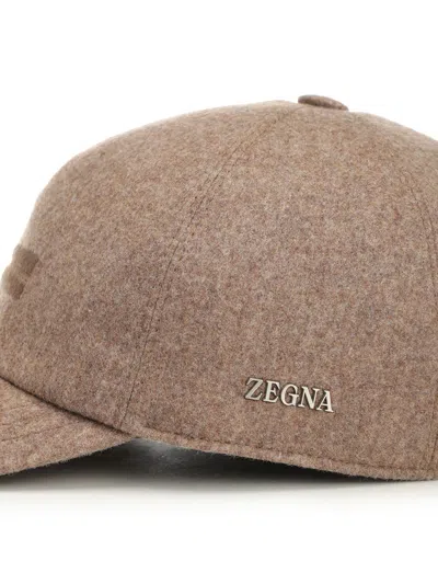 Ermenegildo Zegna Oasi Cashmere Lined Baseball Cap Hats Brown In Brown