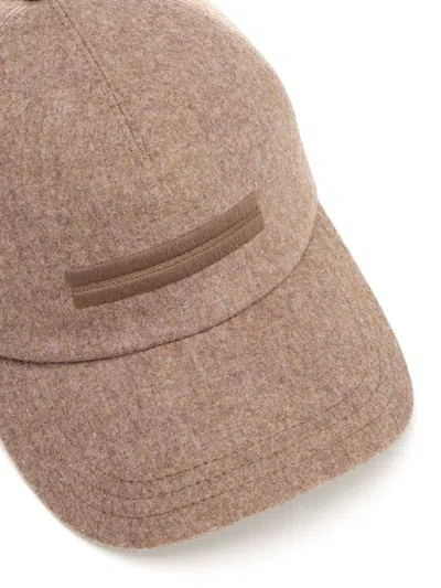 Ermenegildo Zegna Oasi Cashmere Lined Baseball Cap Hats Brown In Brown