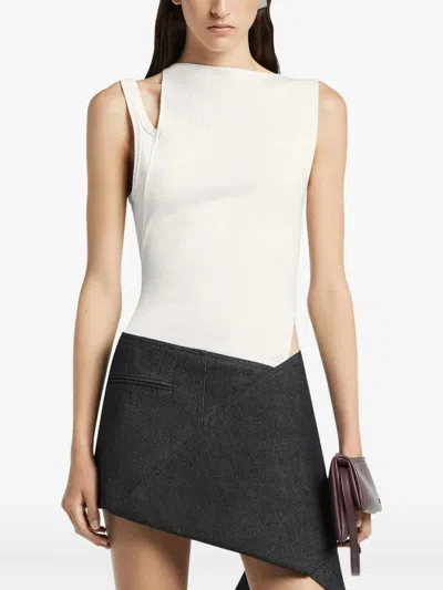 Courrèges Oblique 90`s Rib Top Clothing In White