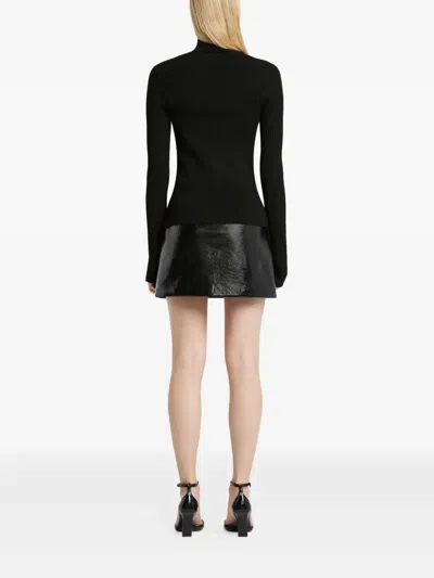 Courrèges Oblique Butonned Mockneck Sweater Clothing In Black