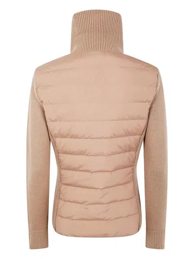 Moncler Padded Wool Zip-up Cardigan Clothing In Brown