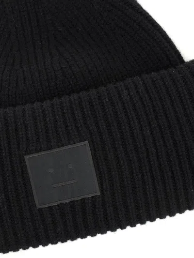 Acne Studios Large Face Logo Beanie In Black