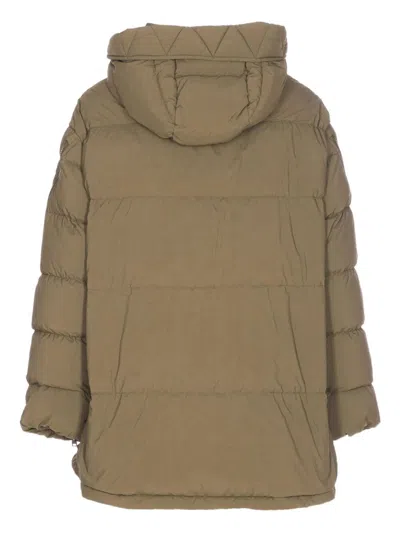 Herno Green Padded Down Jacket Frontal Zip Closure In Brown