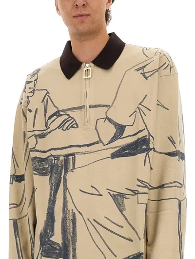 Jw Anderson Rugby Polo Shirt With Print In Neutral