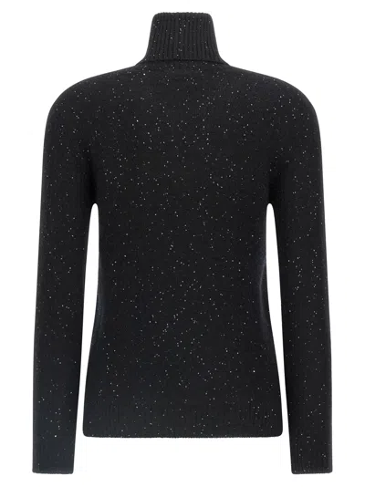 Fabiana Filippi Sequin Turtleneck Sweater Sweaters And Cardigans Black In Blue