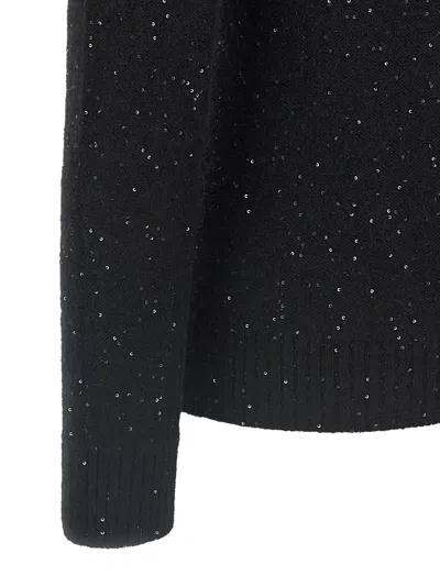 Fabiana Filippi Sequin Turtleneck Sweater Sweaters And Cardigans Black In Blue