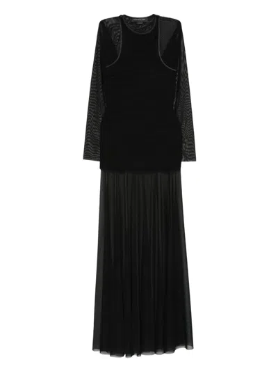 Federico Cina Sheer Layered Long Dress Clothing In Black