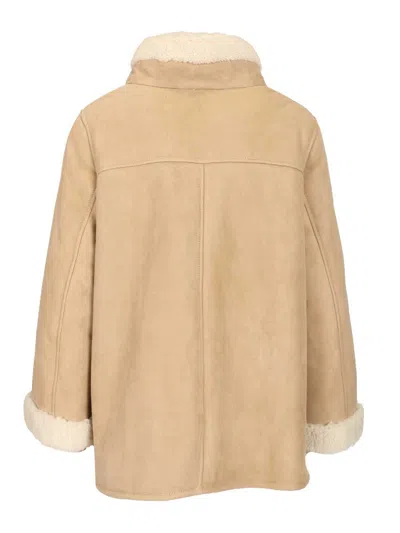 Fay Sheepskin Cape Coats Grey In Gold
