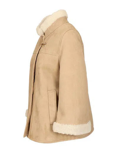 Fay Sheepskin Cape Coats Grey In Gold
