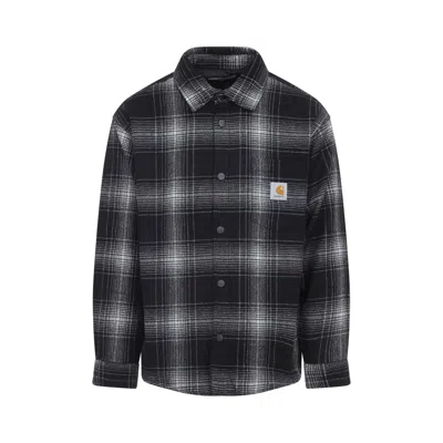 Carhartt Plaid Wool Blend Button-up Shirt With Classic Detailing In Black