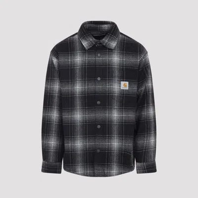Carhartt Plaid Wool Blend Button-up Shirt With Classic Detailing In Black