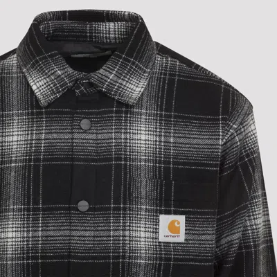 Carhartt Plaid Wool Blend Button-up Shirt With Classic Detailing In Black