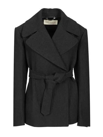 Dries Van Noten Short Coat In Cotton Blend Coats Grey In Black