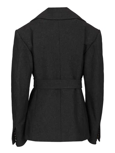 Dries Van Noten Short Coat In Cotton Blend Coats Grey In Black