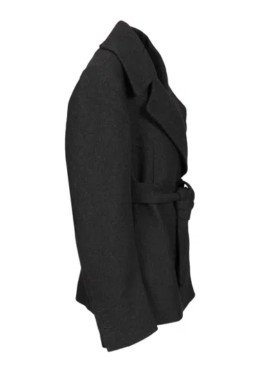 Dries Van Noten Short Coat In Cotton Blend Coats Grey In Black