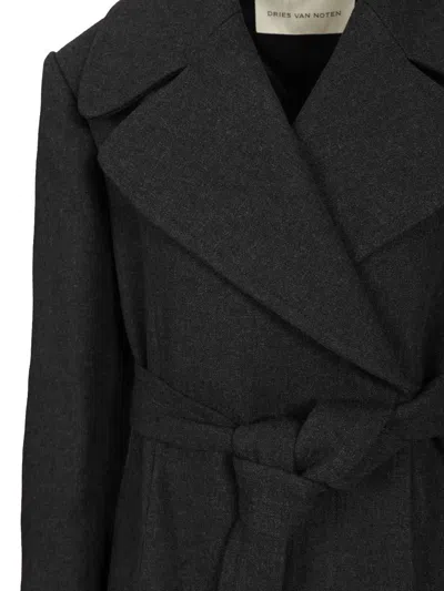 Dries Van Noten Short Coat In Cotton Blend Coats Grey In Black