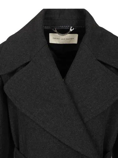 Dries Van Noten Short Coat In Cotton Blend Coats Grey In Black