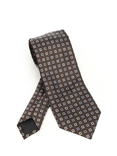 Ermenegildo Zegna Silk Jacquard Tie Ties And Bow Ties Brown In Brown
