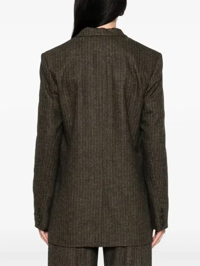 Isabel Marant Long Sleeve Single-breasted Pinstripe Jacket In Brown