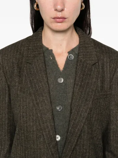Isabel Marant Long Sleeve Single-breasted Pinstripe Jacket In Brown