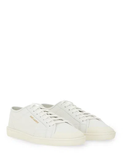Saint Laurent Gym Low Logo-print Leather Sneakers In White