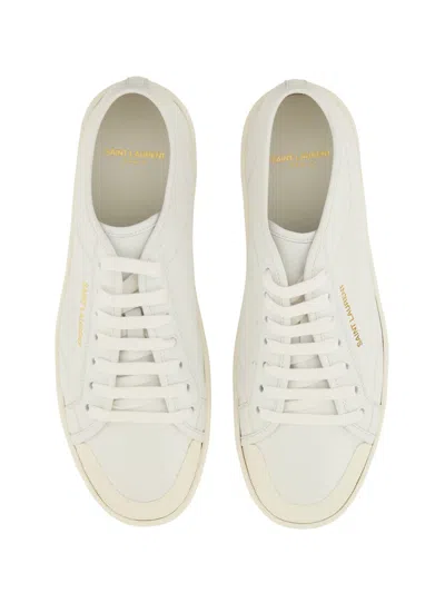 Saint Laurent Gym Low Logo-print Leather Sneakers In White