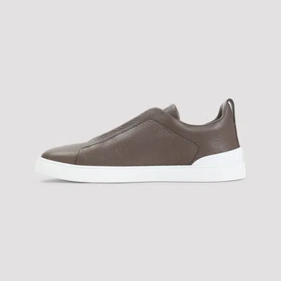 Zegna Triple Stitch Low-top Sneakers In Brown