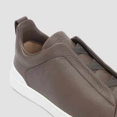Zegna Triple Stitch Low-top Sneakers In Brown