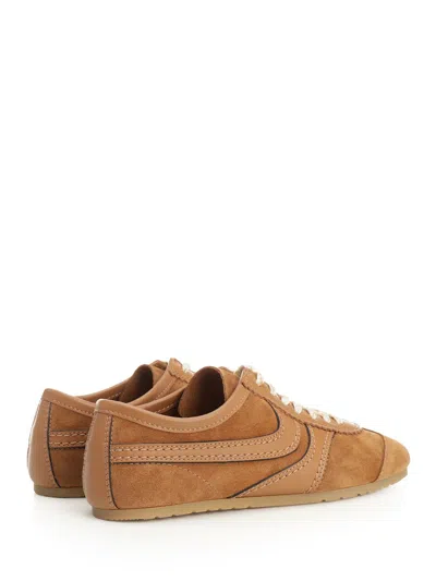 Dries Van Noten Womens Tan Retro Panelled Leather Low-top Trainers In Brown