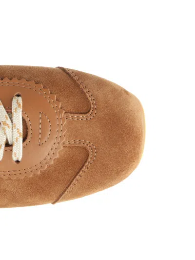 Dries Van Noten Womens Tan Retro Panelled Leather Low-top Trainers In Brown