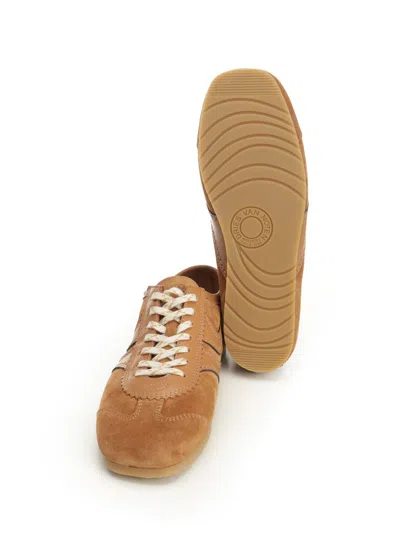 Dries Van Noten Womens Tan Retro Panelled Leather Low-top Trainers In Brown