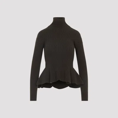 Max Mara Ribbed Wool Cashmere Turtleneck Sweater In Animal Print
